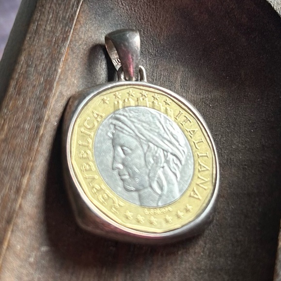 Vintage Other - Milor Vintage Sterling Silver Republica Italiana Coin Pendant 15.7 Grams Silver